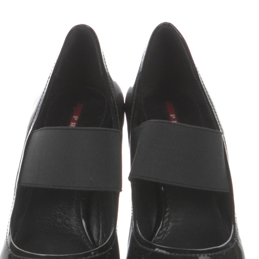 Prada Black Patent Leather Wedges Size 8.5 - Picture 7 of 17